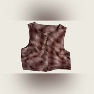 Posse Red and White Gingham Button-Front Tank Top
